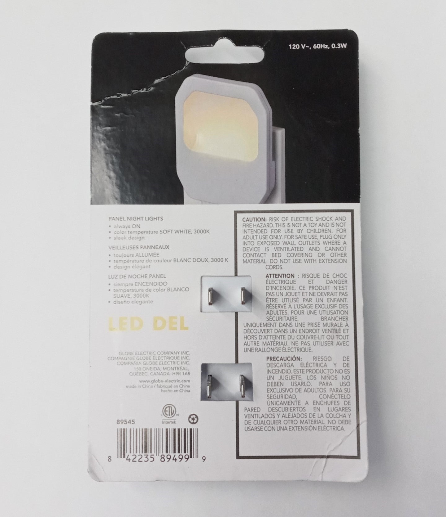 Globe LED White Plug-In Flat Panel Night Light - 2 pack 89545