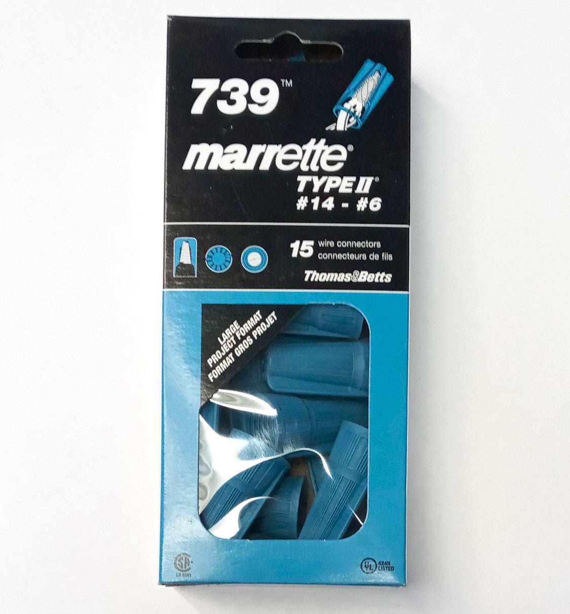 Thomas & Betts Marrette Type II #14-#6 Blue Wire Connectors 15pcs 739B