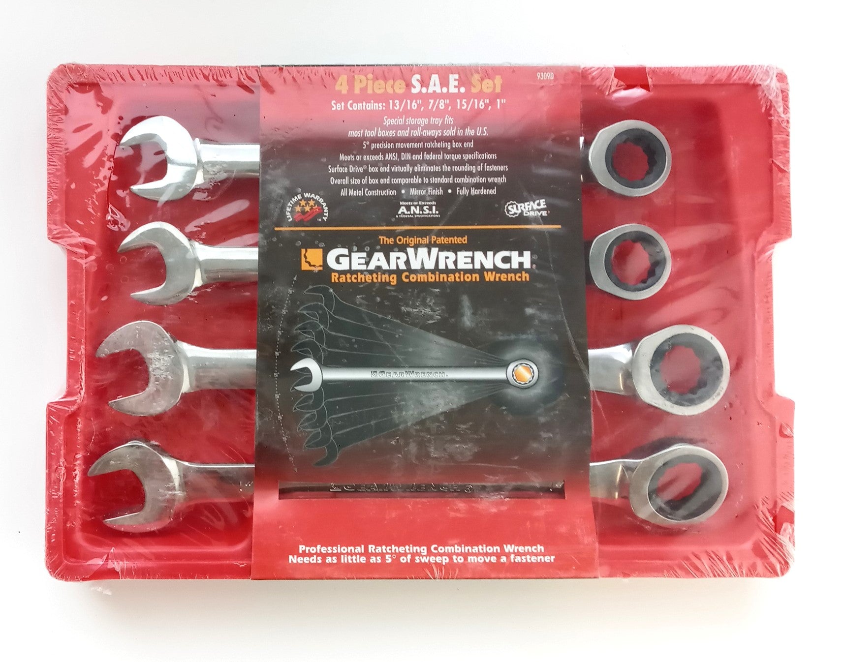 GearWrench 4Pc. SAE Ratcheting Wrench Combination Set 12Pt. 9309