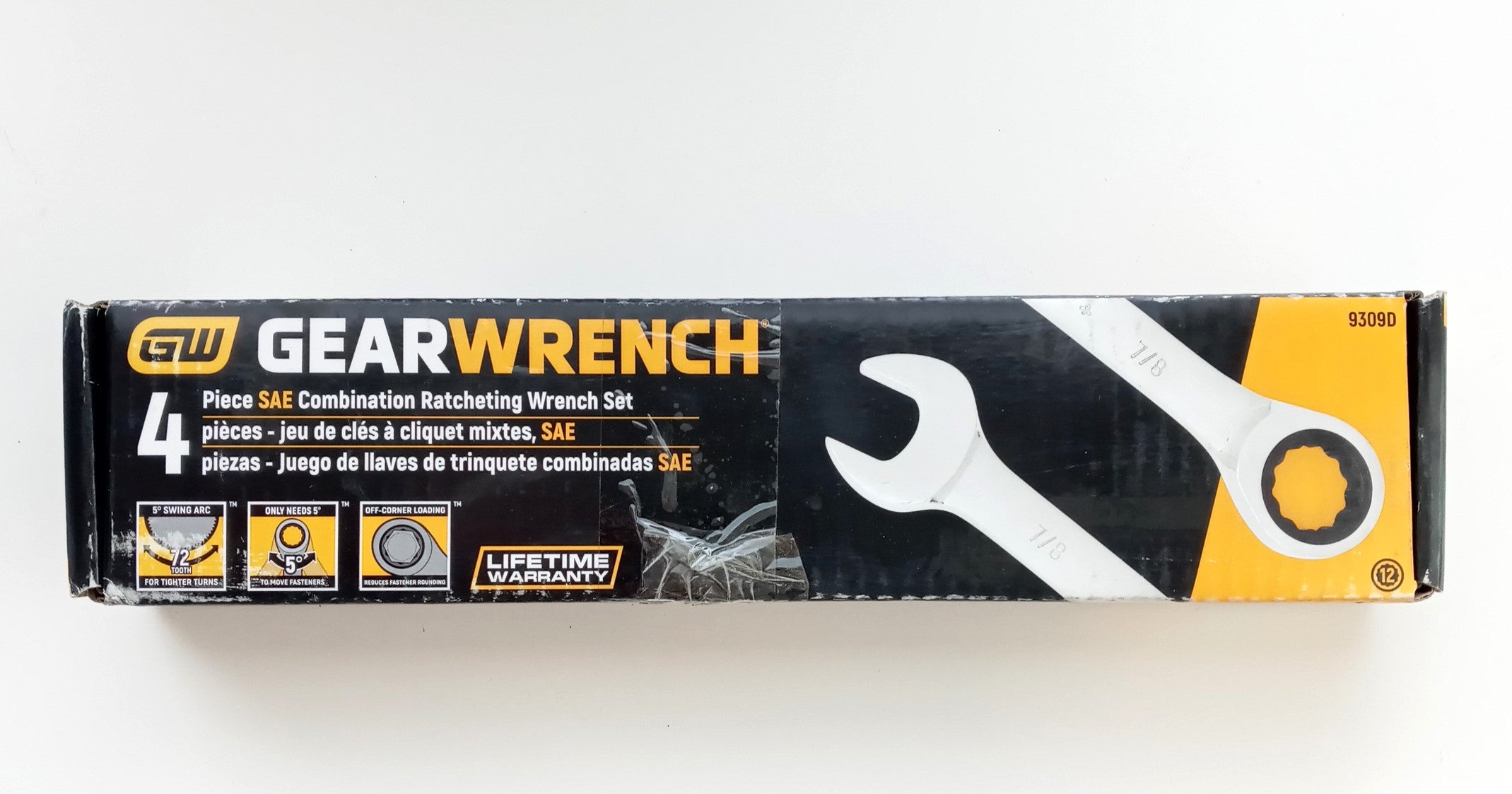 GearWrench 4Pc. SAE Ratcheting Wrench Combination Set 12Pt. 9309