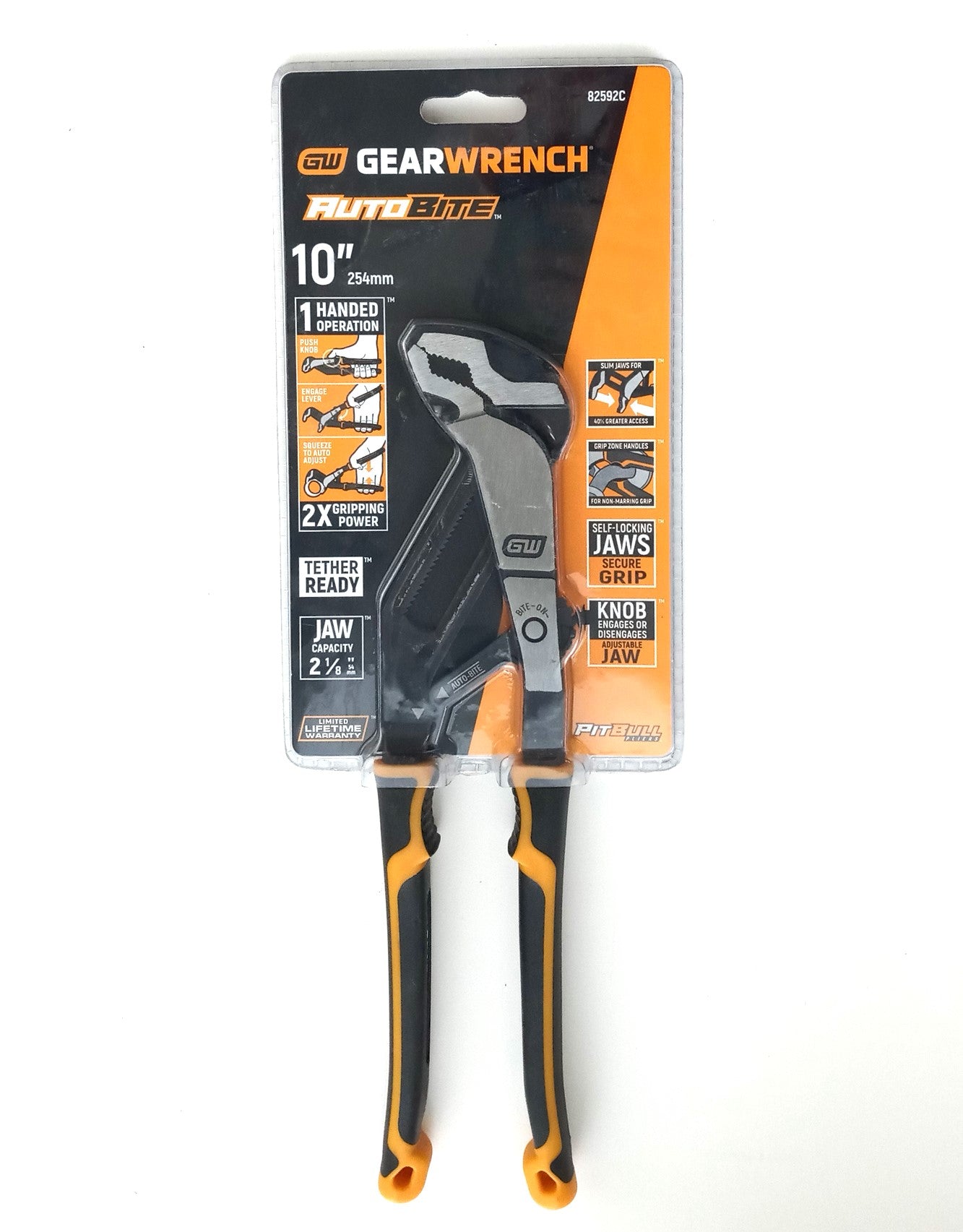 Gearwrench 10" PITBULL Auto Bite Adjustable Water Pump Pliers 82592C