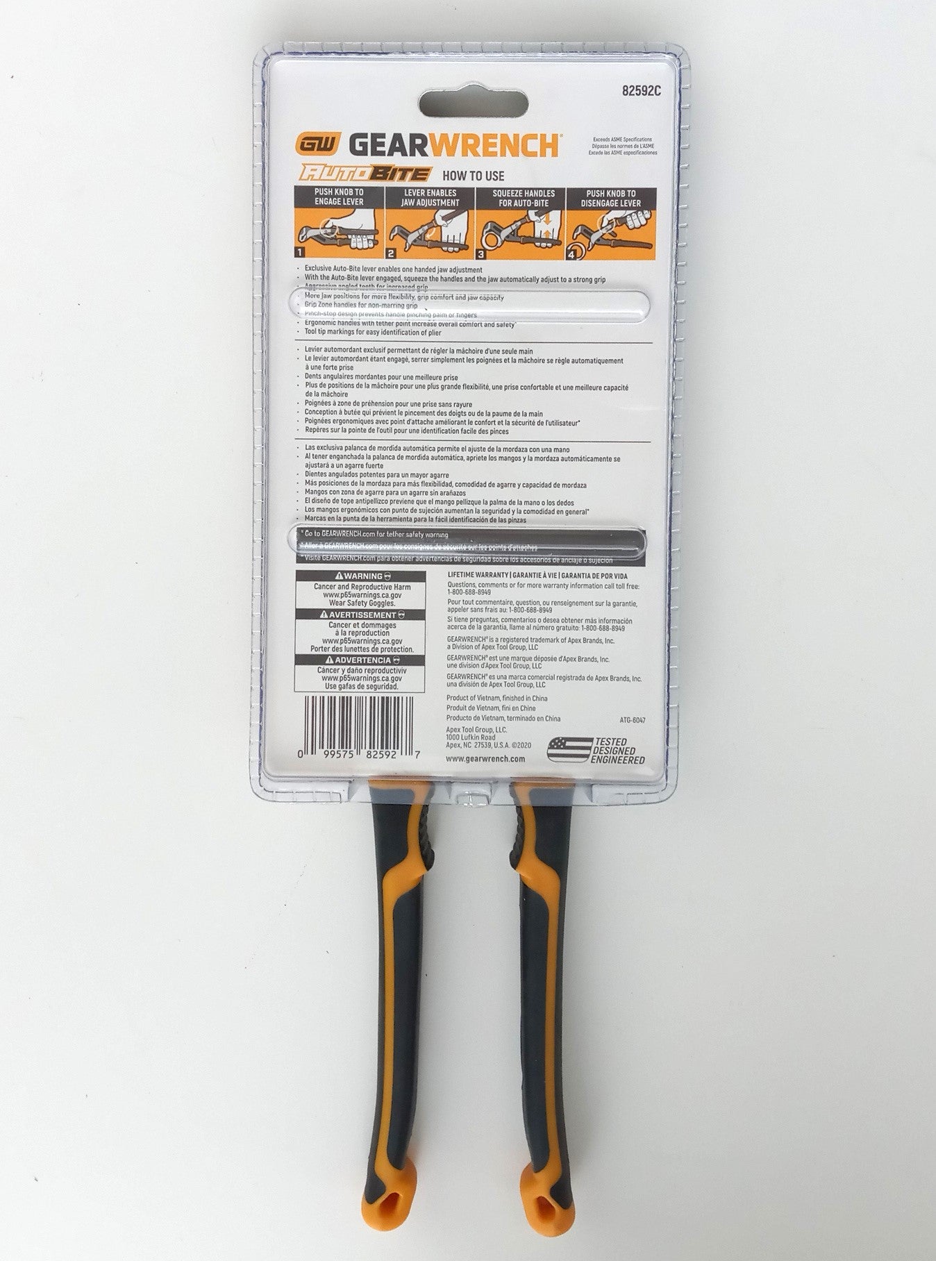 Gearwrench 10" PITBULL Auto Bite Adjustable Water Pump Pliers 82592C