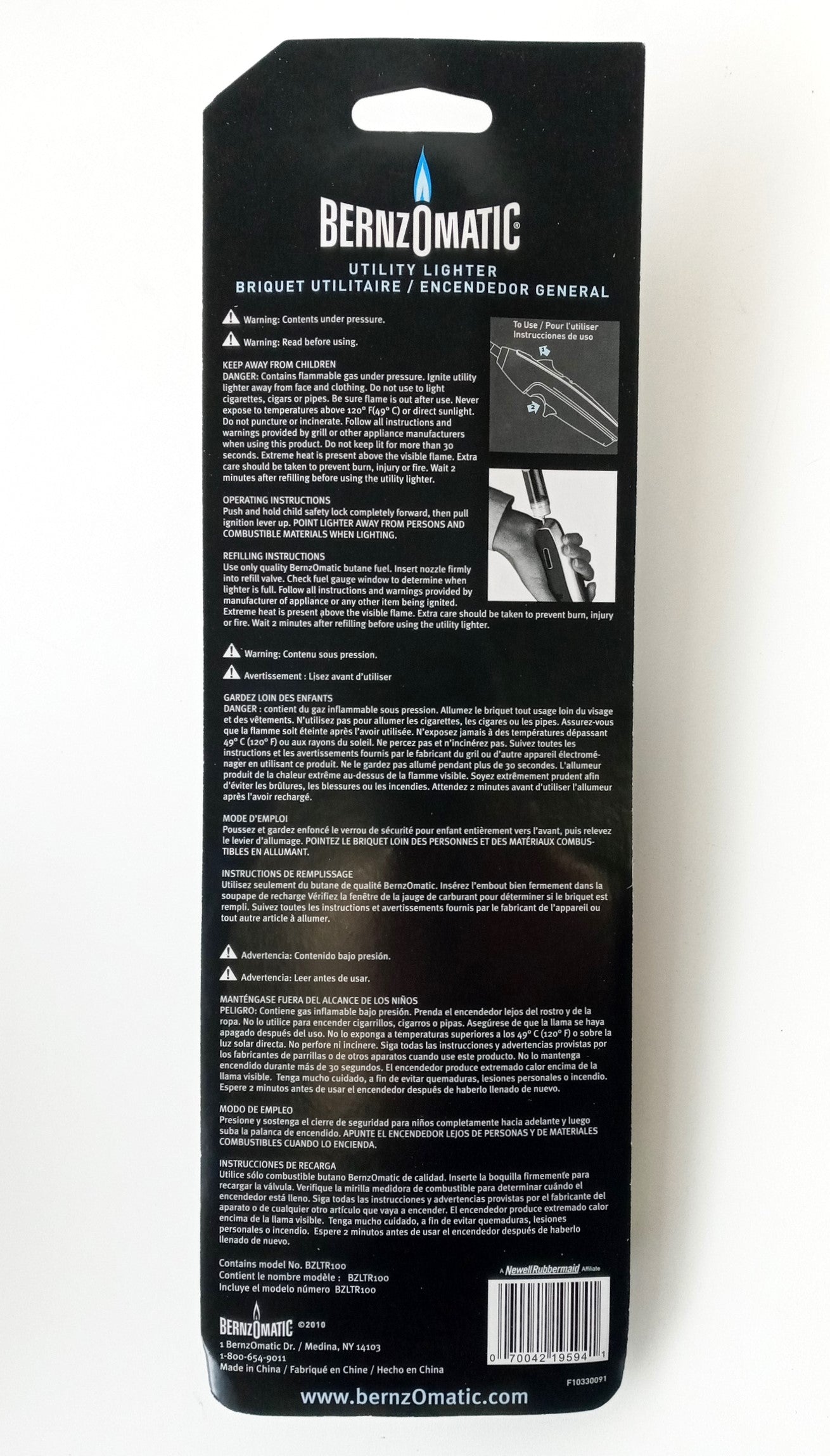 Bernzomatic BZLTR100 Utility Lighter For BBQ Fixed Stem