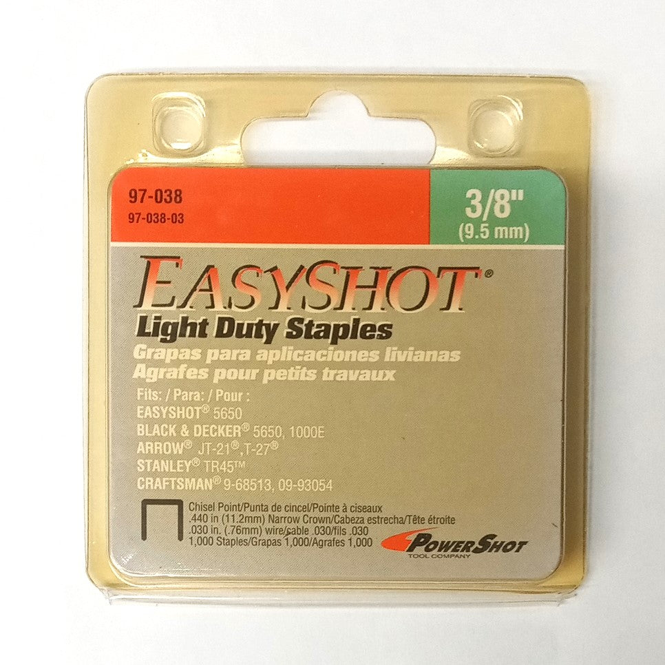 Powershot 3/8" Light Duty Staples Fits Arrow Craftsman 5000pcs (5pks) 97-038