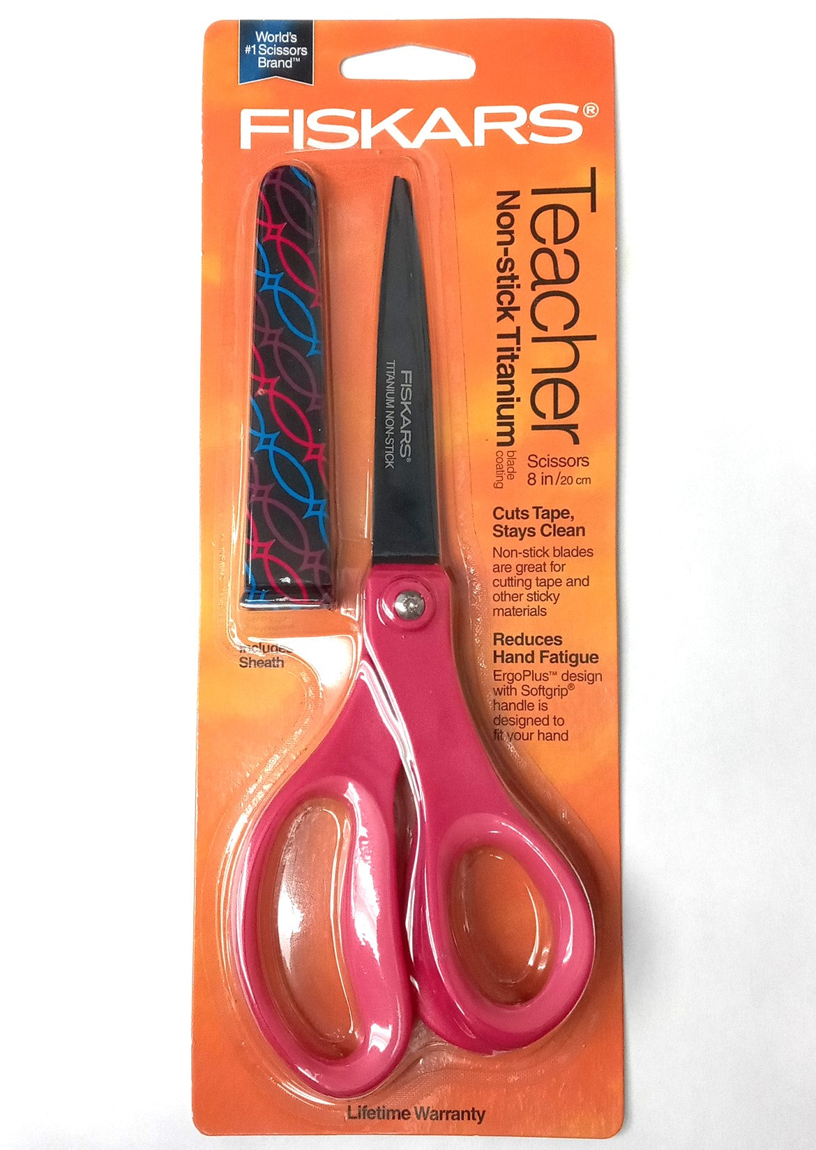 Fiskars NON-STICK TITANIUM 8" Scissors with Sheath, Assorted Colors 154130-1010