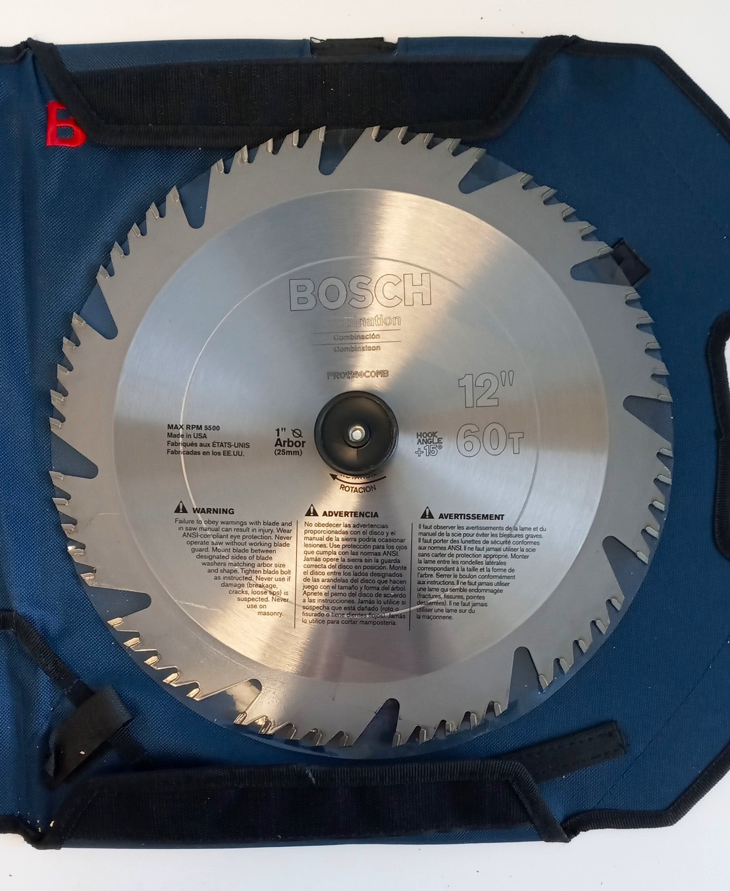 Bosch 12" X 60 Tooth Carbide Combination Woodworking Saw Blade PRO1260COMB