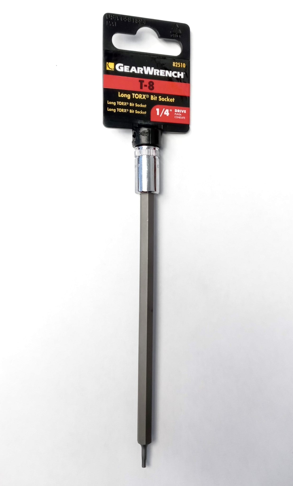 GearWrench Long T8 Torx Bit Socket 1/4 Inch Drive Chrome Finish 82510