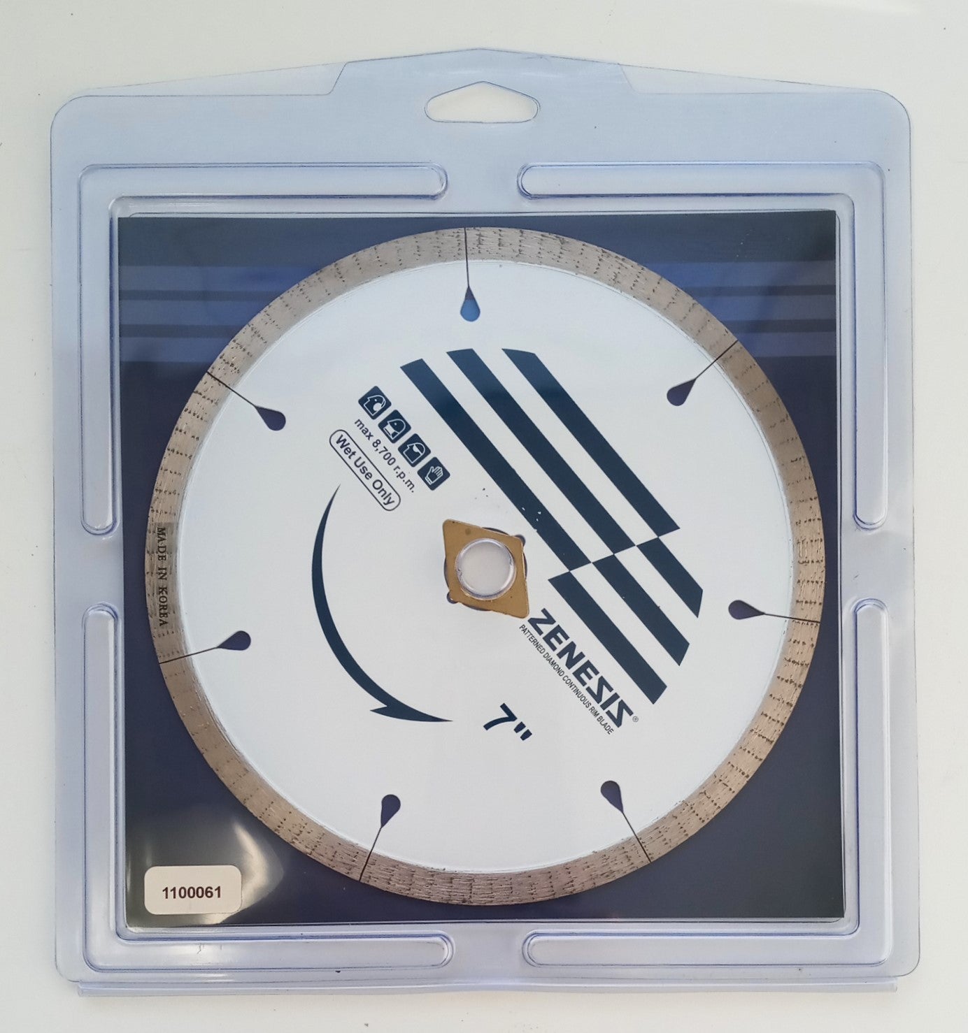 Zenesis 7" Patterned Continuous Rim Diamond Blade Wet Use Hard Stone 1100061