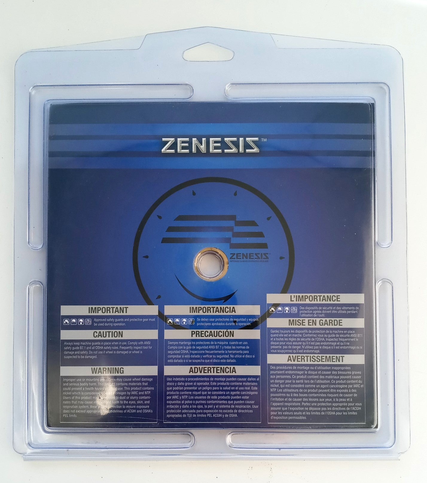 Zenesis 7" Patterned Continuous Rim Diamond Blade Wet Use Hard Stone 1100061