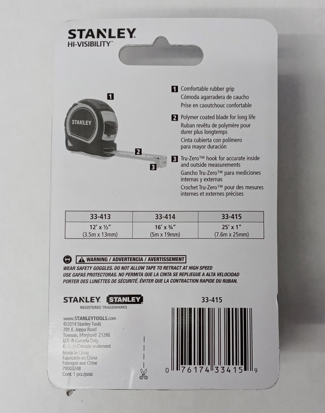 Stanley 25-ft x 1-in Hi-Vis Green Measuring Tape 33-415