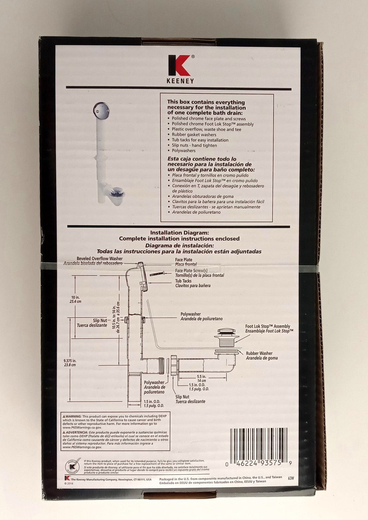 Keeney Foot Lok Stop Plastic Bath Drain with Polished Chrome Trim 63W Keeney 63W