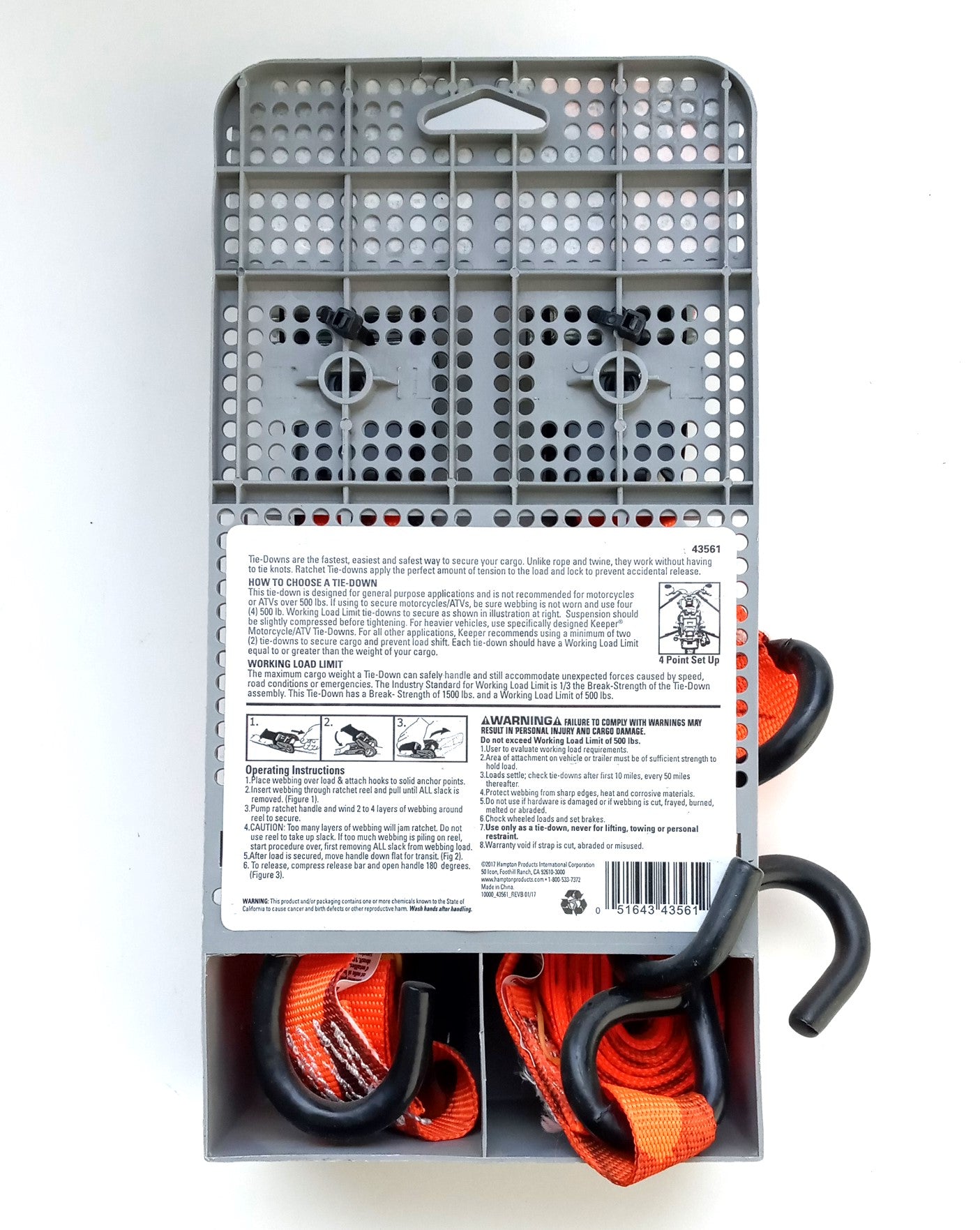 KEEPER 2-PackTie Down 1" 12ft 500Lbs High Tension Ratchets Hi-Test Webbing 43561