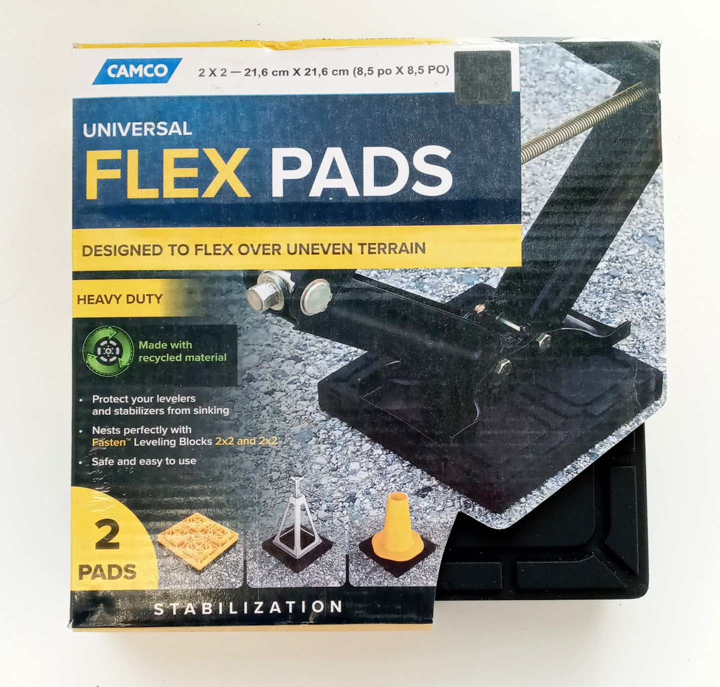 Camco Universal Flex Pads for Leveling Blocks Universal Fit - 8.5” X 8.5” 44600