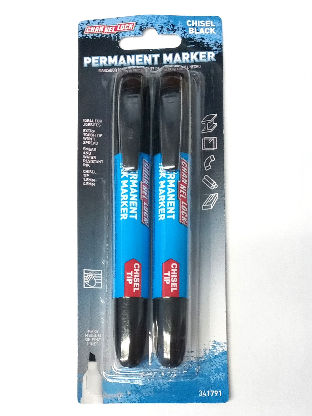Channellock Chisel Tip Marker Pack of 2 Heavy-Duty Construction 341791