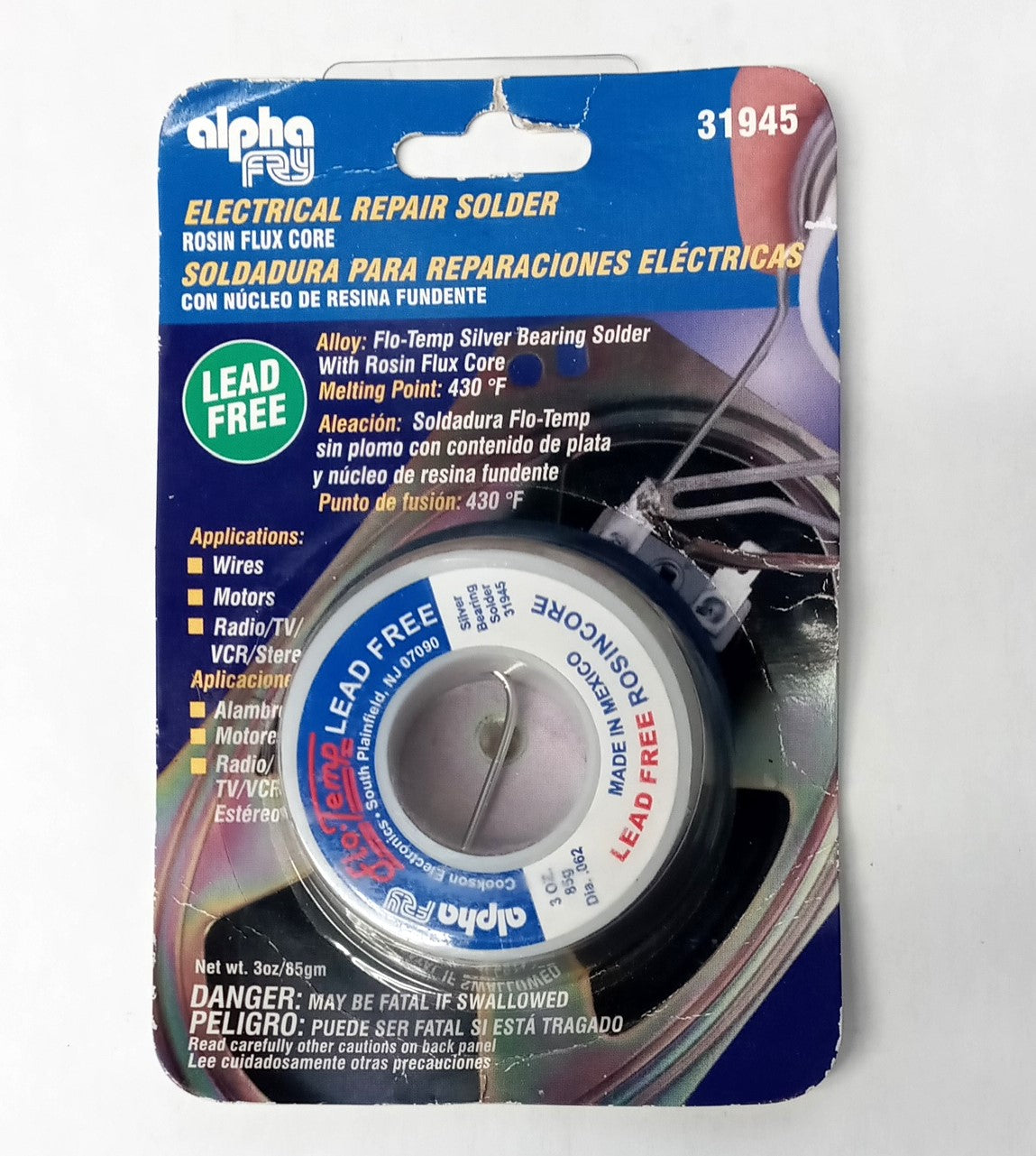 AlphaFry Electrical Repair Solder 3oz Silver Bearing Solder with Rosin Flux Core 31945