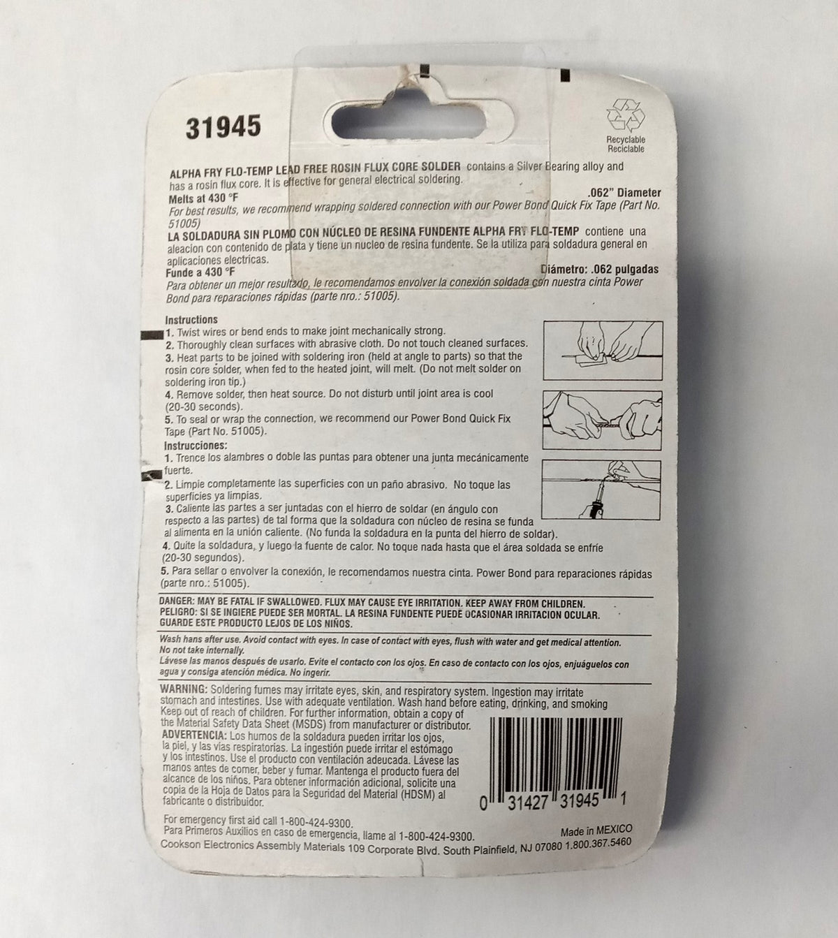 AlphaFry Electrical Repair Solder 3oz Silver Bearing Solder with Rosin Flux Core 31945