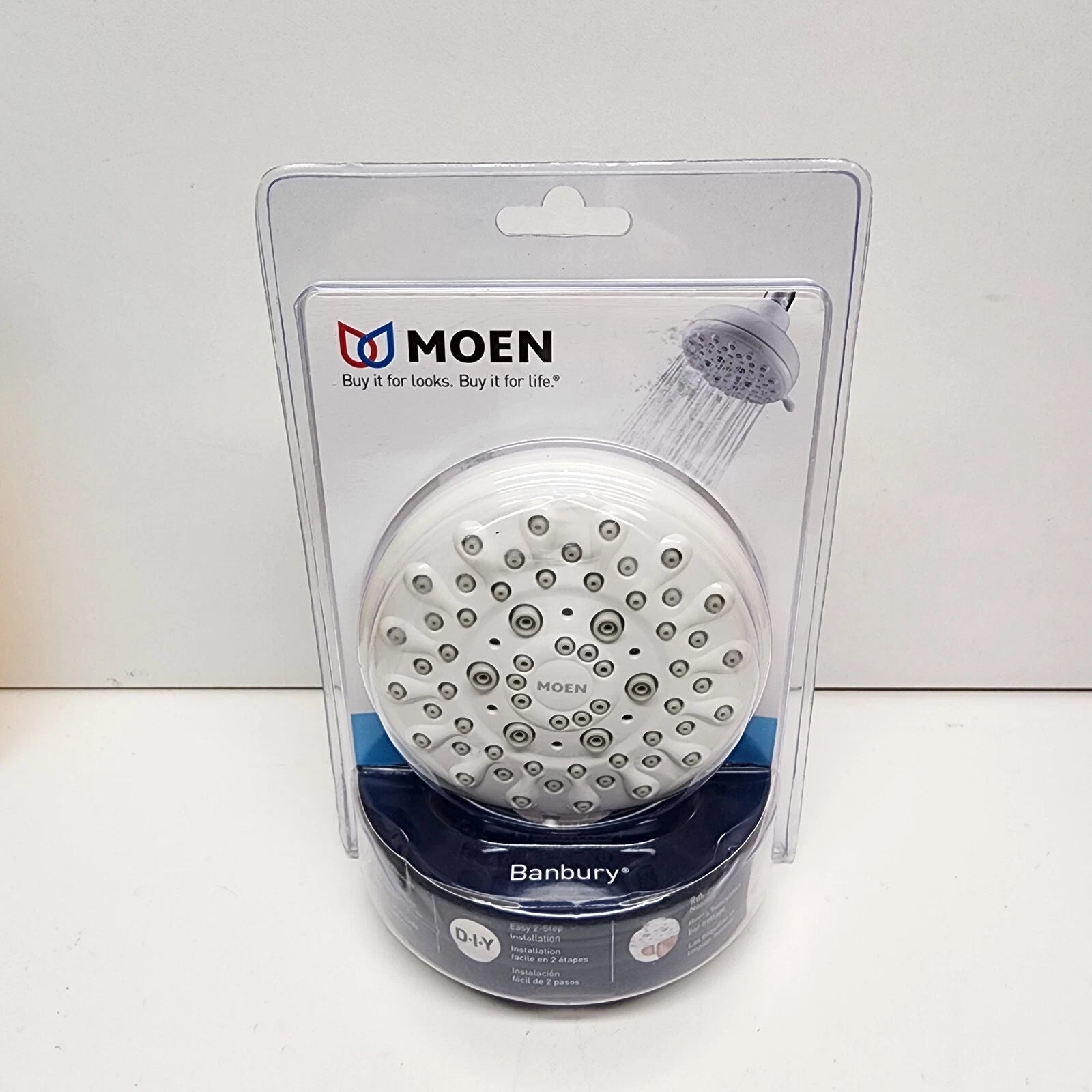 Moen Banbury 23045W White 5 Function Wallmount Showerhead