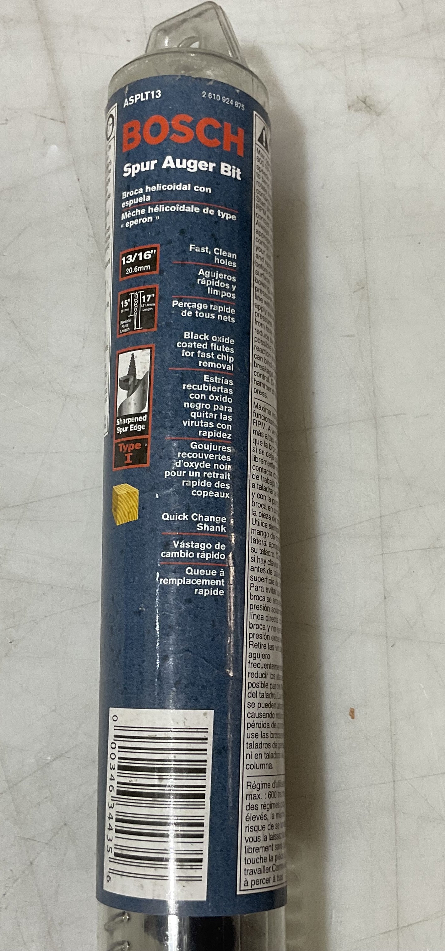 Bosch 13/16" x 17" Type 1 Spur Auger Bit ASPLT13