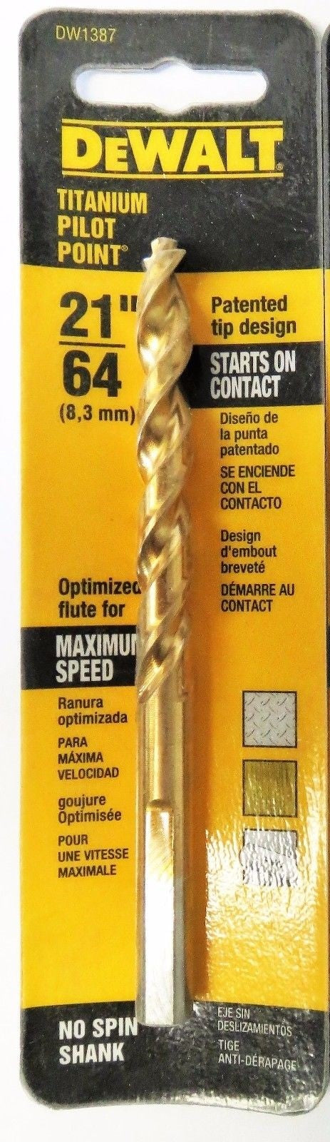 DeWalt 21/64" Titanium Pilot Point Drill Bit DW1387