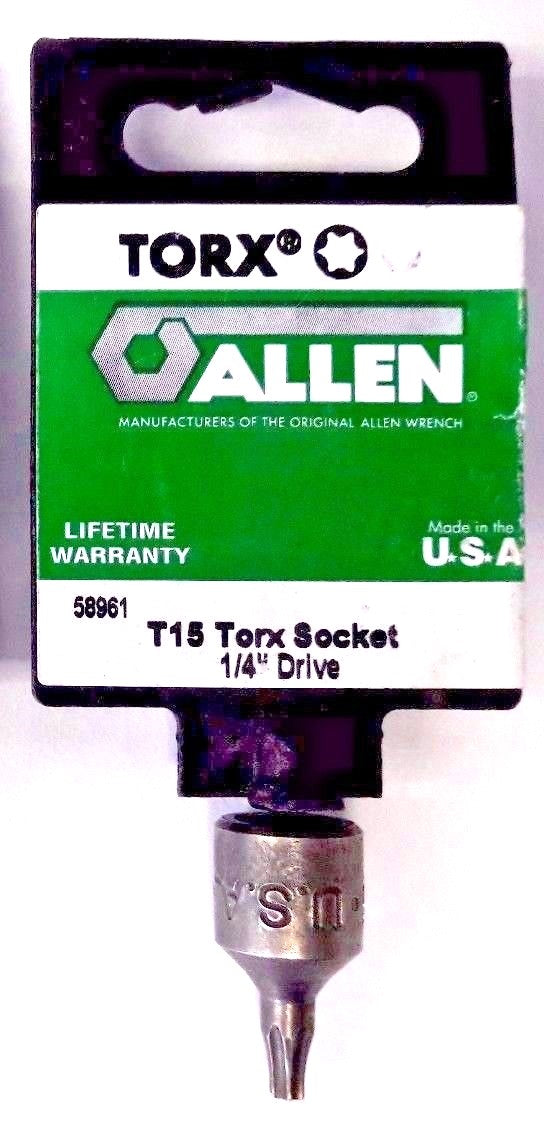 Allen 58961 T15 Torx Socket 1/4" Drive USA