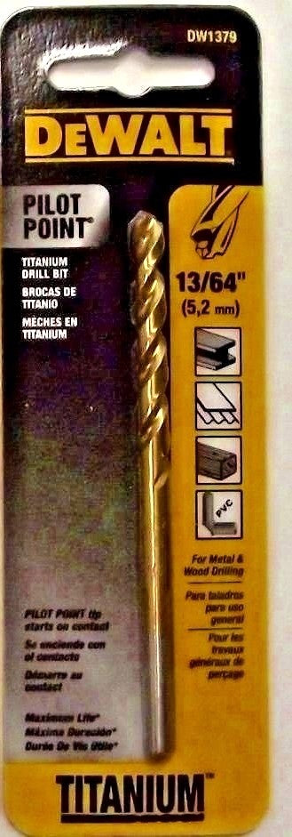 DeWalt 13/64" Titanium Pilot Point Drill Bit DW1379