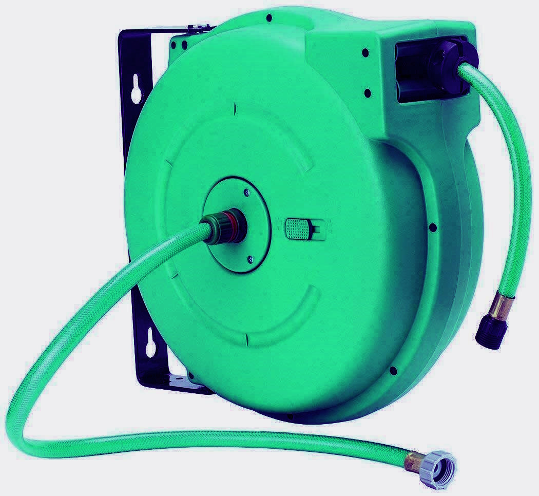 Amflo 550HR-RET Automatic Enclosed Hose Reel With 1/2" x 65' Green Garden Hose