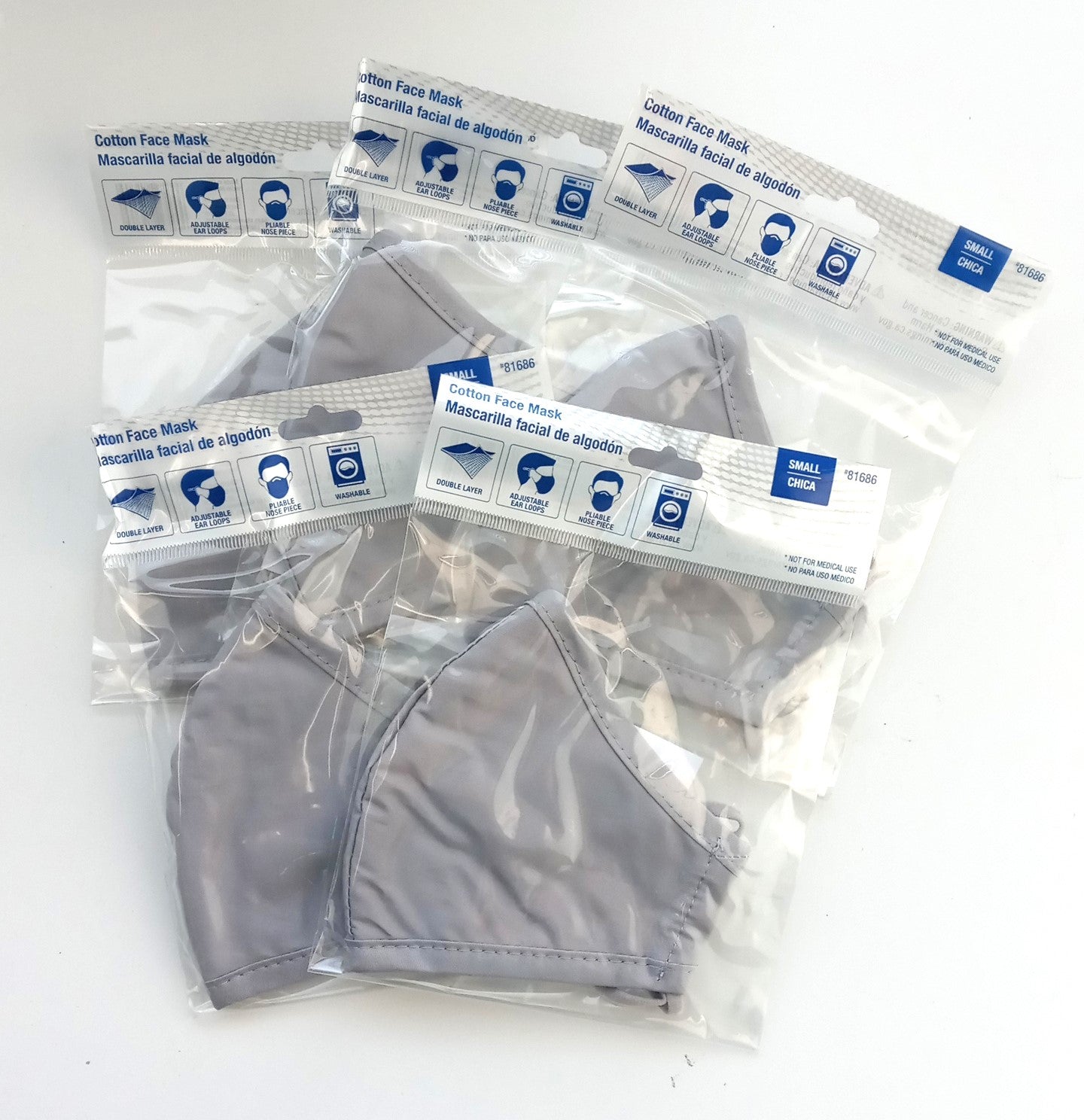 J.S. Products Washable Cotton Fabric Face Mask Elastic Ear Straps 5pcs. 81686