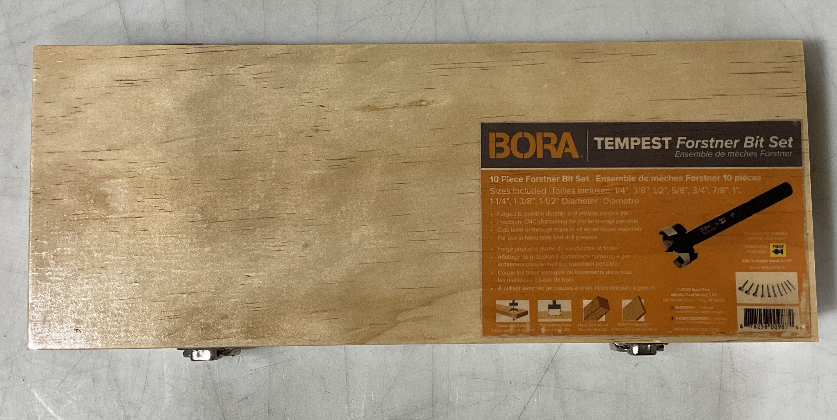 Bora Tempest Forstner Drill Bit Set With Wood Box 10Pc BFB-009874 Austria