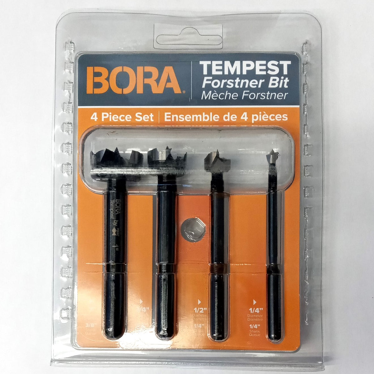 Bora Tempest Forstner Drill Bit Set 1/4, 1/2, 3/4, 1" 4Pc BFB-009966 Austria