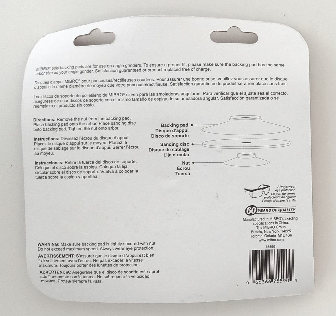 Mibro 7" Fiber Disc Grinder Backing Pad, 5/8"-11 755901