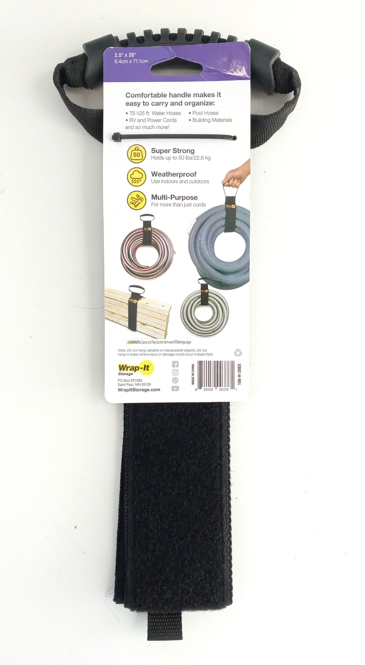 Wrap-It Storage - Easy-Carry Strap - 28-inch - Hook and Loop 100-H-28BX