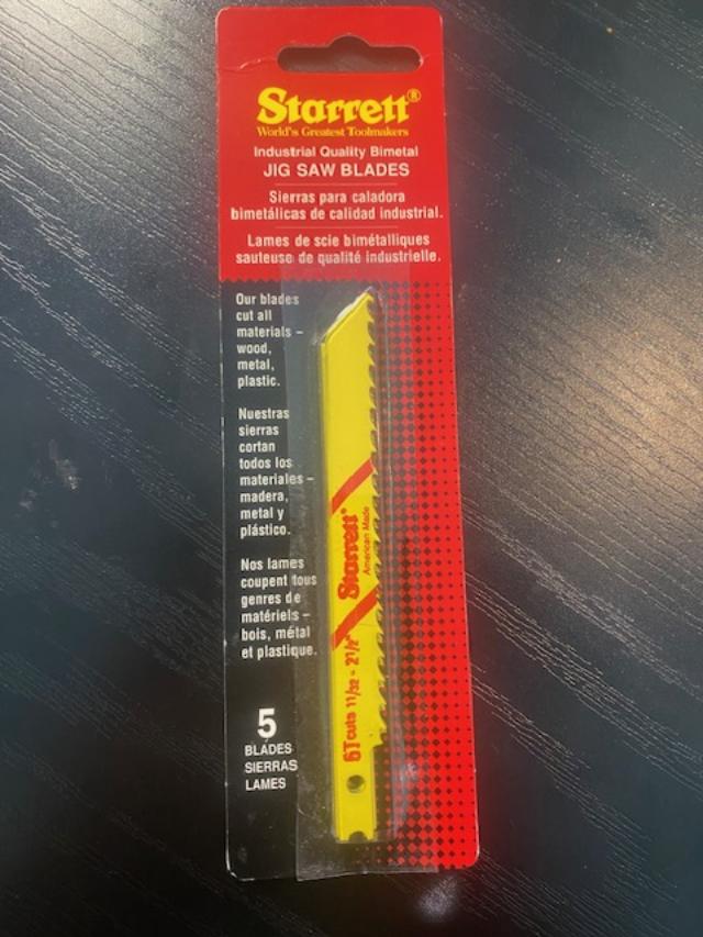 Starrett 4" x 6TPI Jig Saw Blades Universal Shank, 406BJ, 5 blades USA