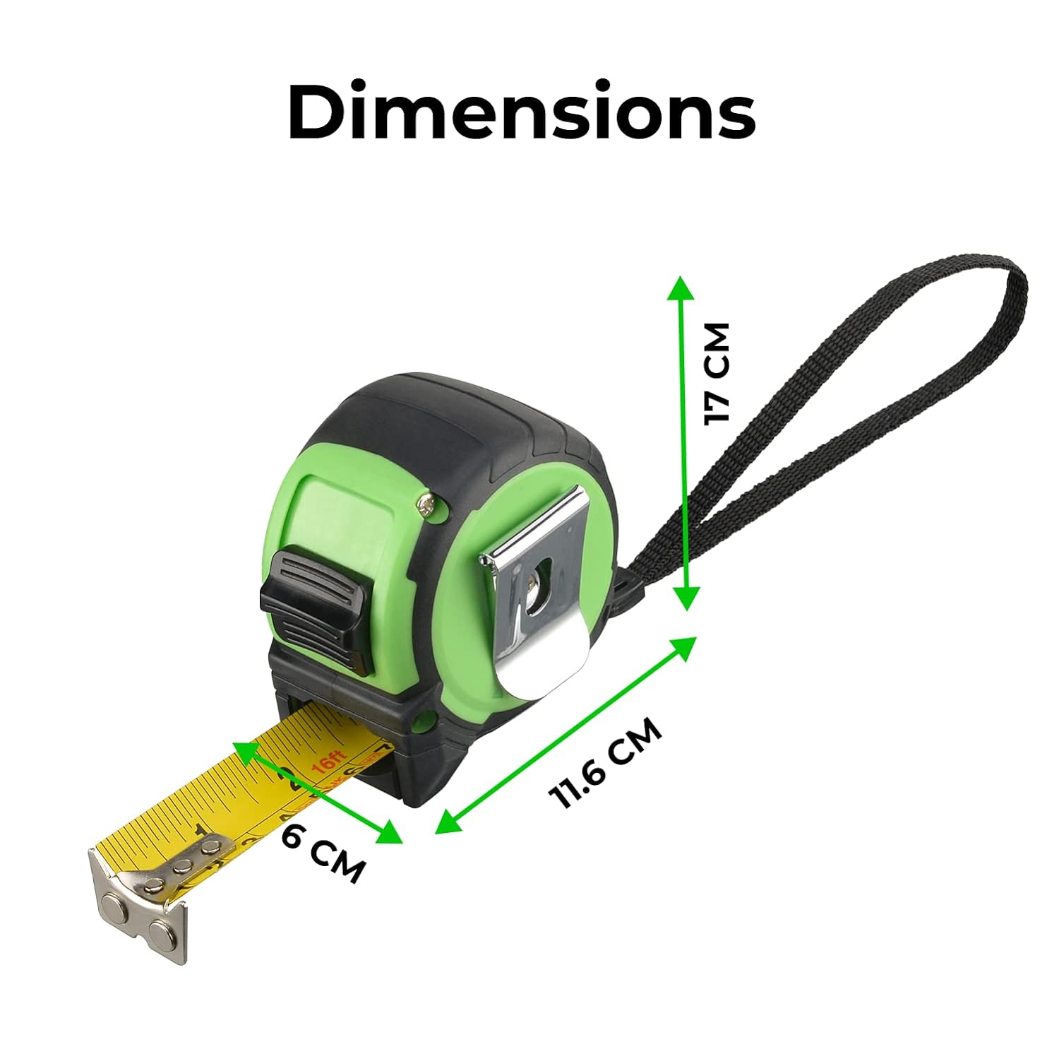 Toolzilla TZTM5MED 16ft (5m) Tape Measure Retractable Tape For Work Site Use