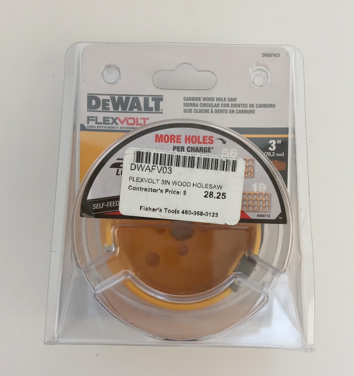 DEWALT 3" FLEXVOLT Carbide Wood Hole Saw DWAFV03