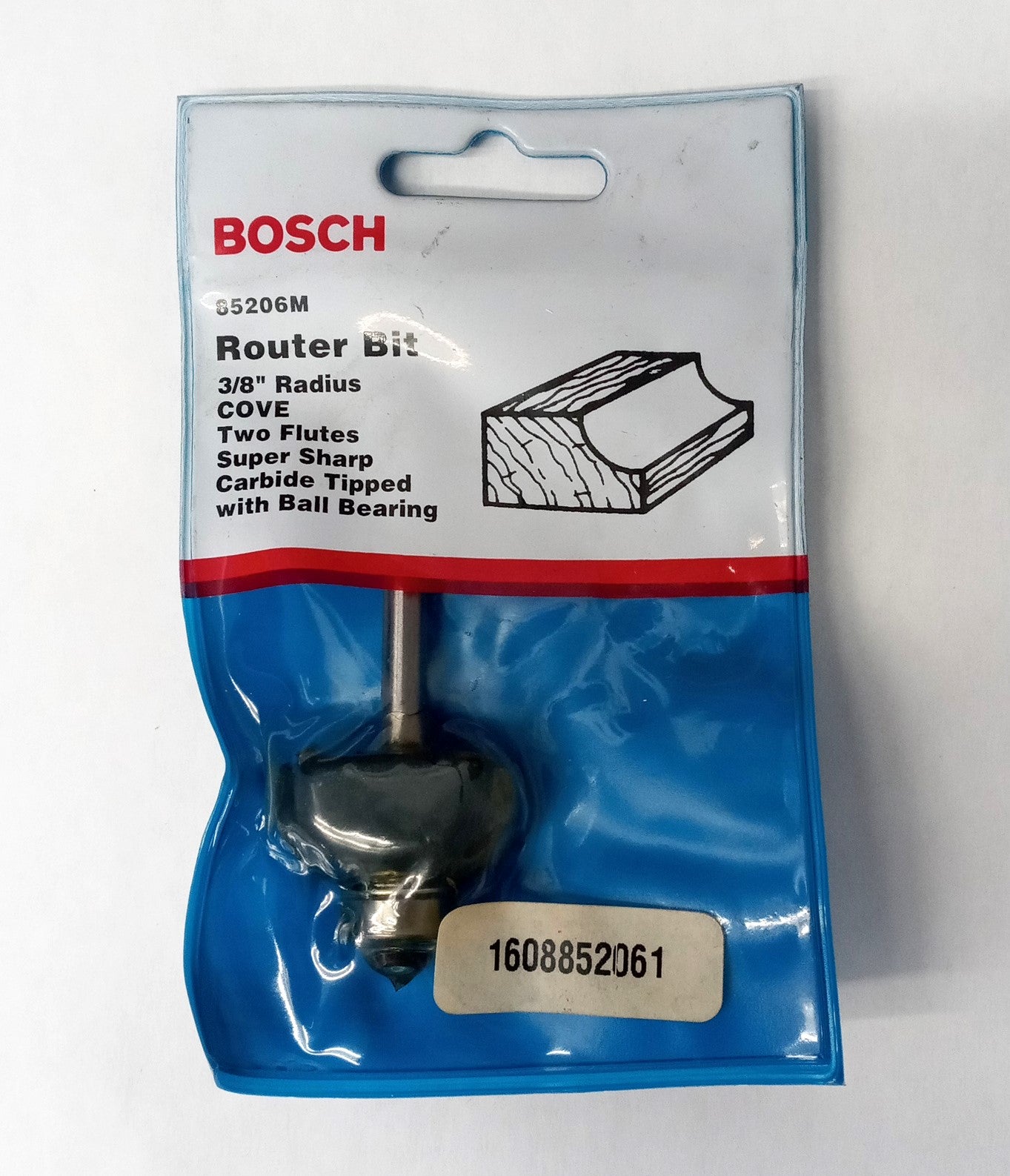 Bosch 3/8" Radius Cove Bit, Carbide Tipped 1-1/4" Overall Dia 85206M