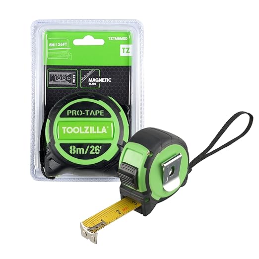 Toolzilla TZTM8MED 26ft (8m) Tape Measure Retractable Tape For Work Site Use