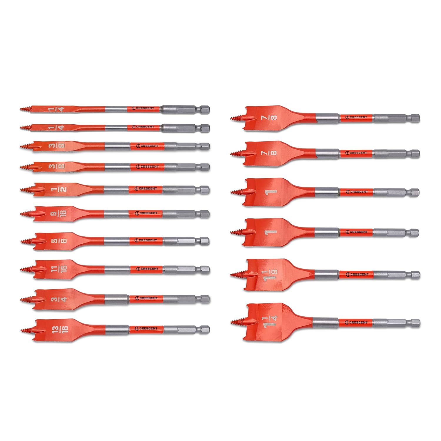 Crescent 16 Piece Screw Point Paddle Drill Bit Set | CDSPSET-16