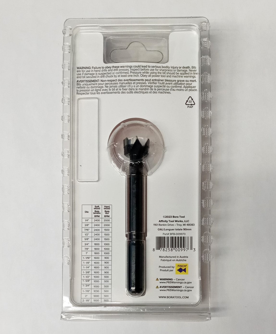 Bora 15mm Tempest Forstner Drill Bit 10mm Shank Austria 00997