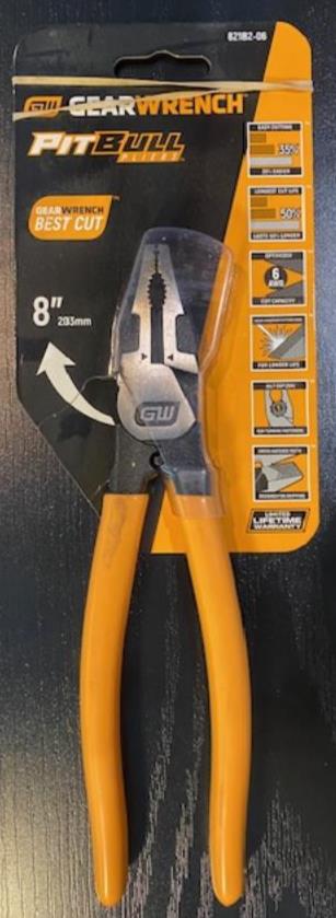 GearWrench 8" Pitbull Dipped Handle Universal Cutting Pliers 82182-06