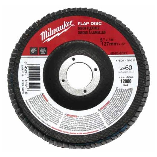 Milwaukee 48-80-8021 5" x 7/8" Flap Disc 60 Grit (Type 29)