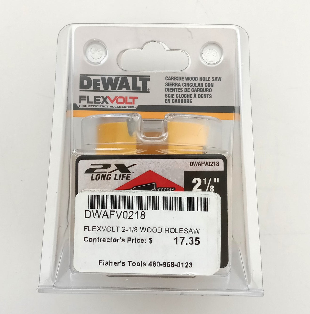 DEWALT 2-1/8" FLEXVOLT Carbide Wood Hole Saw DWAFV0218