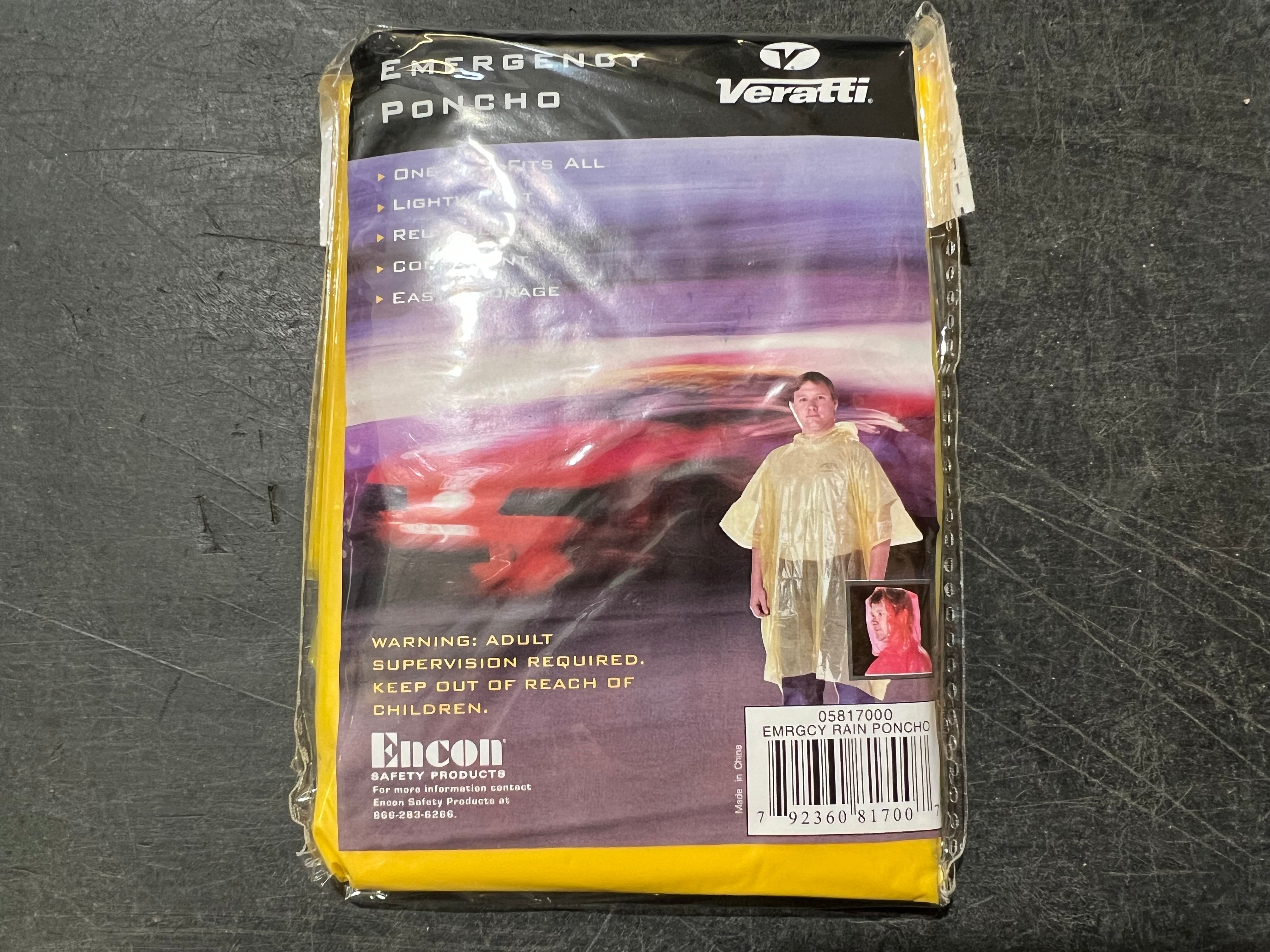 Veratti 05817000 Emergency Rain Poncho One Size Fits All