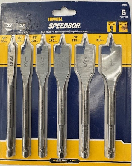 Irwin Speedbor 88886 6 Piece Blue-Groove Spade Bit Set