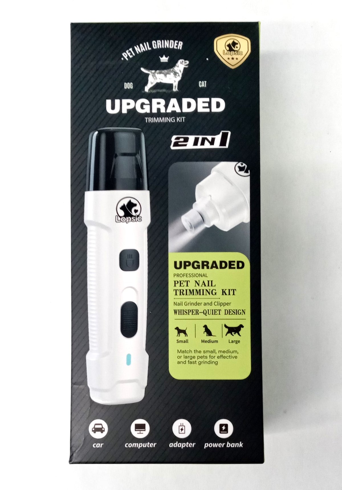 Lopsic Upgraded Rechargeable Low-Noise Professional Pet Nail Grinder Kit X003E