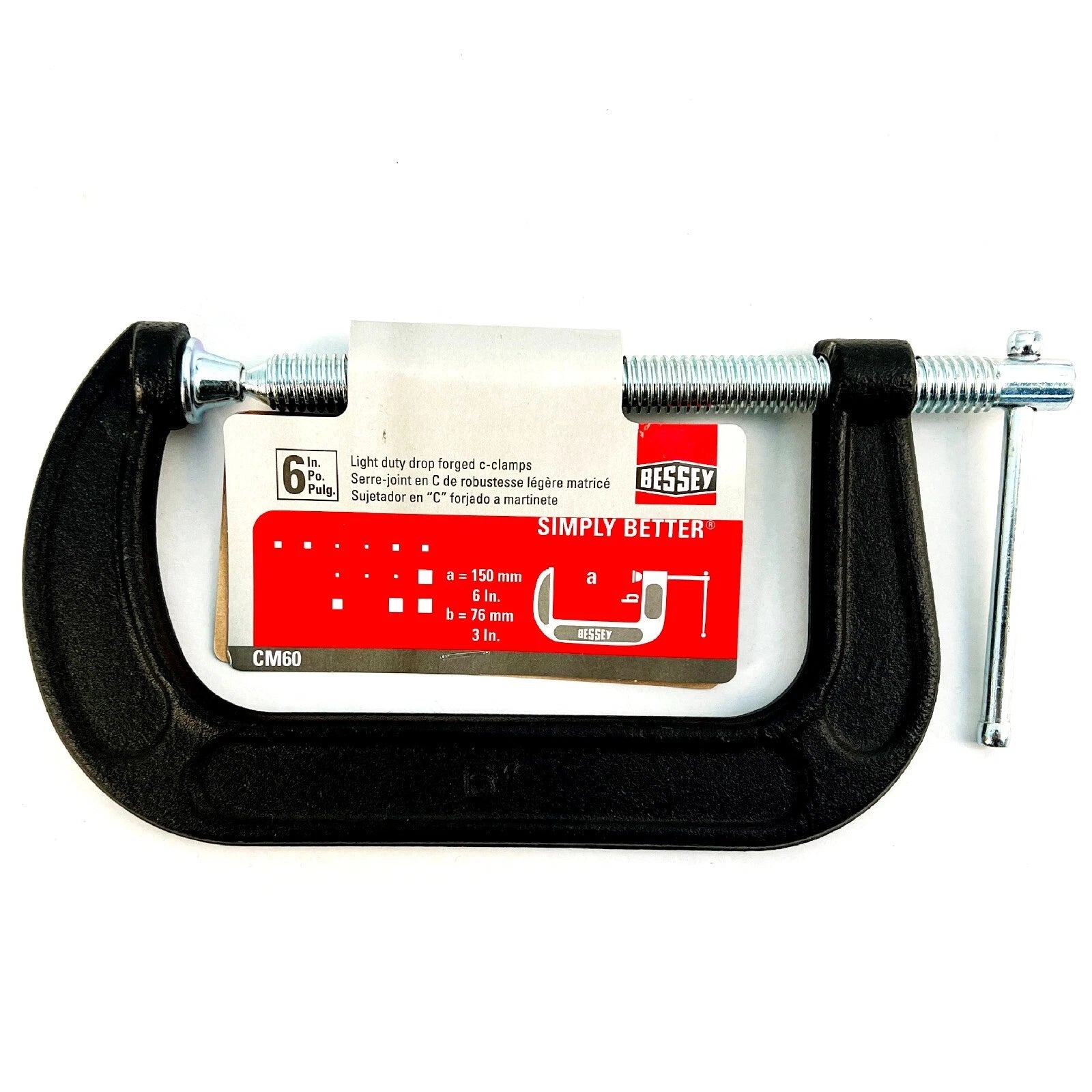 BESSEY CM Series 6 in. Drop Forged C-Clamp with 4 in. Throat Depth CM60