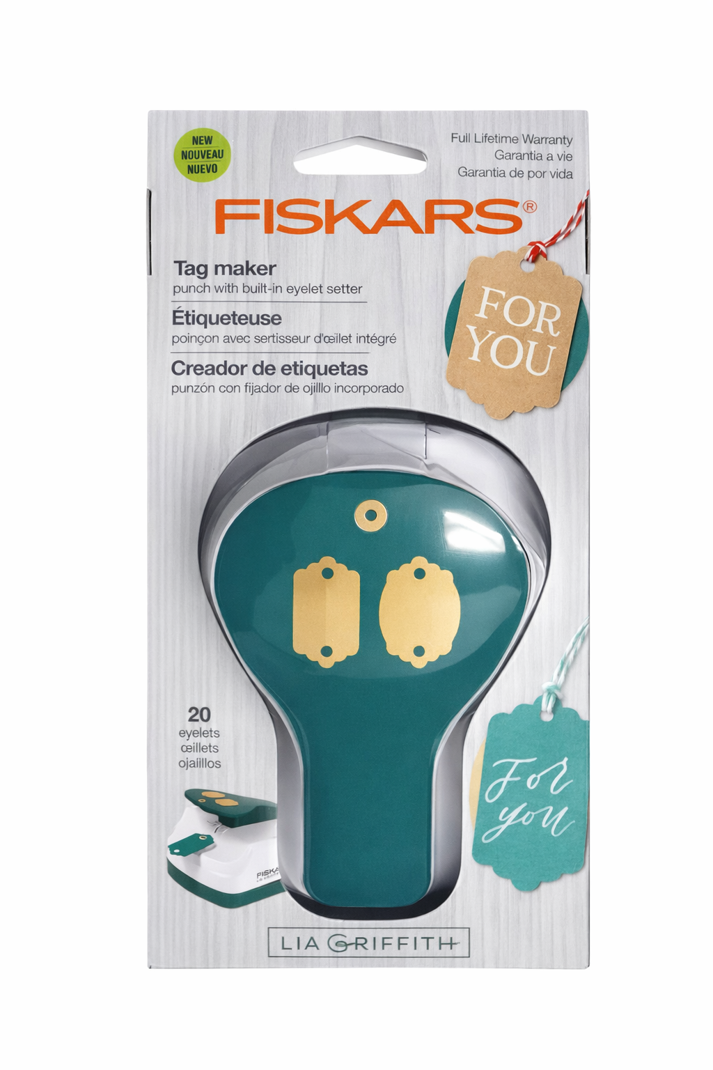 Fiskars Lia Griffith Beveled Double Tag Maker w/ Eyelet Setter 120030‑1001