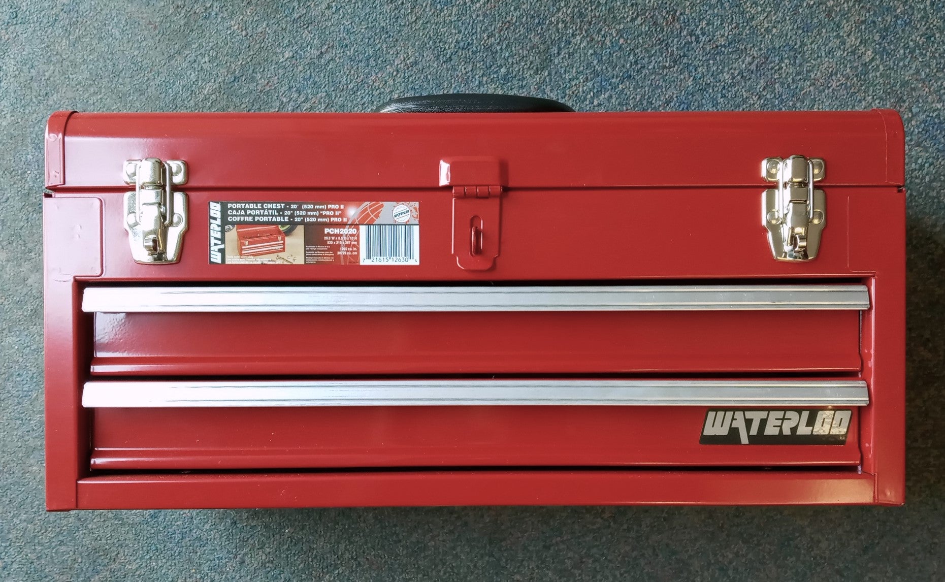 Waterloo 20-1/2 L x 8-1/2 W x 9-1/2 High Red 2 Drawer Metal Tool Box PCH2020