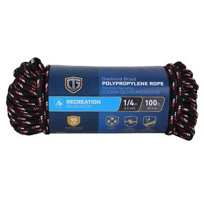 Richelieu Polypropylene Rope, Diamond Braid, 32 Strand, 1/4 In. x 100 Ft. 643561