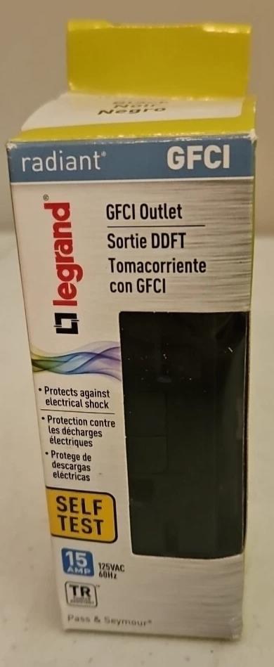 Legrand 15 Amp GFCI Self Test Outlet Tamper Resistant Black 1597TRBKCCD4