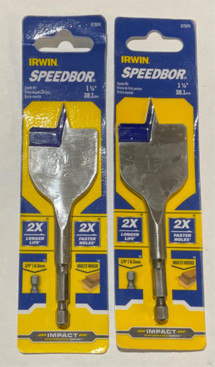 Irwin 87924 1-1/2" X 4" Spade Bit 2pks